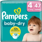 Blöjor Baby Dry Strl 4 9-15kg 47-p Pampers.