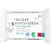 Tvättservetter Oparfymerade Reseförpackning 24-p ICA.