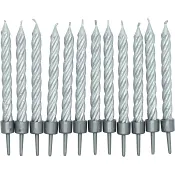 Tårtljus silver 12-p Happy Party.