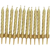 Tårtljus guld 12-p Happy Party.