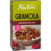 Granola Kakao &amp; hallon 450g Pauluns.