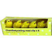 Chenillekyckling m clip 6-p gul 3cm Festive.