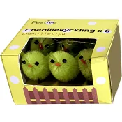 Chenillekyckling häng 6-p grön 2,5cm Festive.