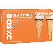 Glasstrut med vanilj- och kolassmak med kolasås 8-p 120ml ICA Basic.