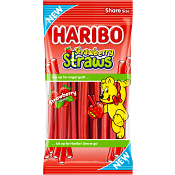 Godispåse Strawberry Straws 80g Haribo.