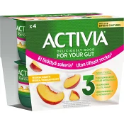 Yoghurt Persika utan tillsatt socker 4-p 125g Activia.