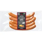 Grillkorv Ost och Bacon Extra Fin 78% Kötthalt 225g ICA.