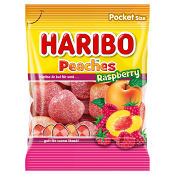 Godis Peaches Raspberry 80g Haribo.