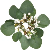 Ljusmanschett grön m pärlor ICA.