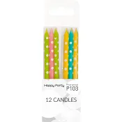 Tårtljus Prickar 12-p Happy Party.