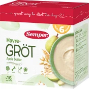 Fruktgröt Äpple &amp; päron Från 6m 16 port 480g Semper.