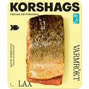 Laxfilé Färsk Varmrökt Dubbel i bit 600g Miljömärkt Korshags.