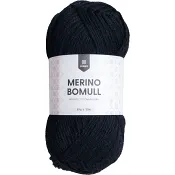 Garn Merino bomull svart 50g Järbo.