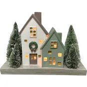 Husby med gran 20cm vit och grön Festive.