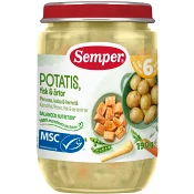Barnmat Potatis, fisk &amp; ärtor 6m 190g Semper.