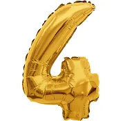 Folieballong Nr 4 Guld Happy Party.