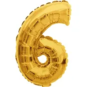 Folieballong Nr 6 Guld Happy Party.