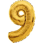 Folieballong Nr 9 Guld Happy Party.