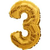 Folieballong Nr 3 Guld Happy Party.