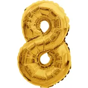 Folieballong Nr 8 Guld Happy Party.