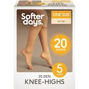 Knästrumpa 20den onesize 5p solbrun Softer Days.