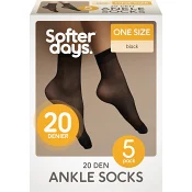 Ankelstrumpa 20den onesize 5p svart Softer Days.