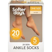 Ankelstrumpa 20den onesize 5p solbrun Softer Days.