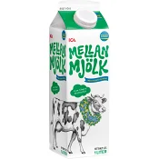 Mellanmjölk Lång hållbarhet 1,5% 1l ICA.