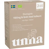 Vällling &amp; gröt med fullkorn eko 2in1 1år 300g Unna.