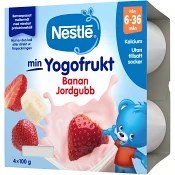 Min YogoFrukt Jordgubb &amp; banan Från 6m 4-p 400g Nestle.