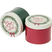 Plåtburk Krans röd/grön 10,6cm 1-p ICA.