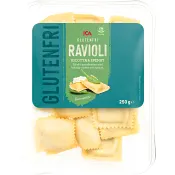 Pasta Ravioli Ricotta och Spenat Glutenfri Färsk 250g ICA.