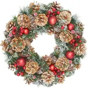 Krans m kottar &amp; röda bär 34cm Festive.