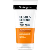 Ansiktsmask Clear&amp;Defend 2-in-1 Wash-Mask 1% Salicylic Acid 150ml Neutrogena.