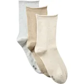 Strumpa 3p rullkant beige mix 36/38 ICA I love eco.