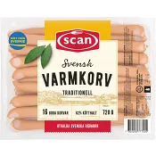 Varmkorv 62% Kötthalt 720g Scan.