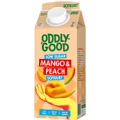 Sojamellamål Sojagurt Mango &amp; Peach lättsockrad 1,8% 750g Oddlygood®.