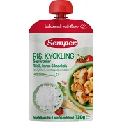 Barnmat Ris, kyckling &amp; grönsaker 6m 120g Semper.