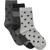 Strumpa 3p stjärna grå 34/36 mywear.