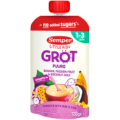 Barnmat Grötklämmis passionsfrukt, banan &amp; kokos 1år 120g Semper.
