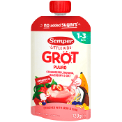 Barnmat Grötklämmis jordgubb, banan &amp; havre 1år 120g Semper.