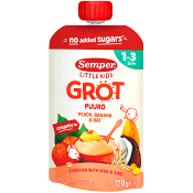 Barnmat Grötklämmis persika, banan &amp; havre 1år 120g Semper.