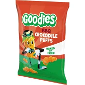 Barnsnacks Crocodile puffs BBQ Från 3år 30g Goodies.