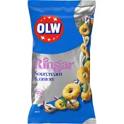 Spröda ringar Sourcream &amp; onion 85g OLW.