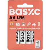 Batteri AA/LR6 8-p ICA Basic.