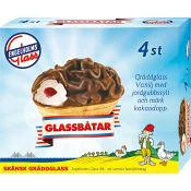 Glassbåt Vanilj med jordgubbssylt 65g 4-p Engelholms Glass.