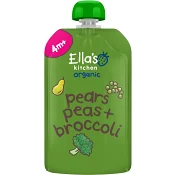 Päron, ärtor &amp; broccolipuré Eko 4m 120g Ellas Kitchen.