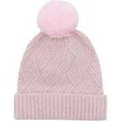 Mössa med pompom rosa 2-4 år.