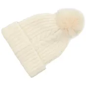 Mössa snövit med pompom.
