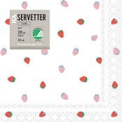Servett 33cm Jordgubbe rosa/röd 20-p ICA.